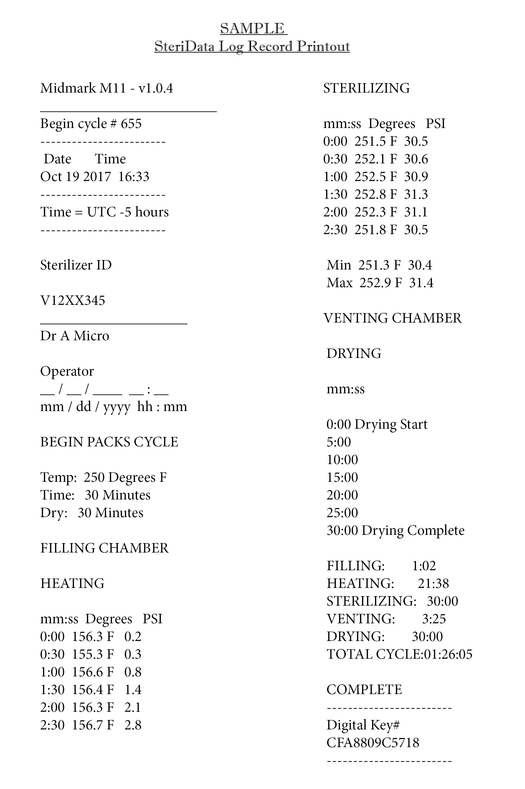 SteriData Logger Paperless Sterilizer Cycle Printer for Midmark M9 /M11